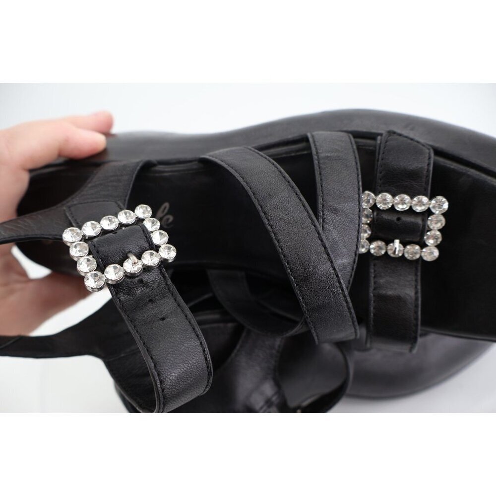 Free People Brooklyn Ankle Strap Platform Sandal Women Size 8.5 Black Chunky - Picture 16 of 16